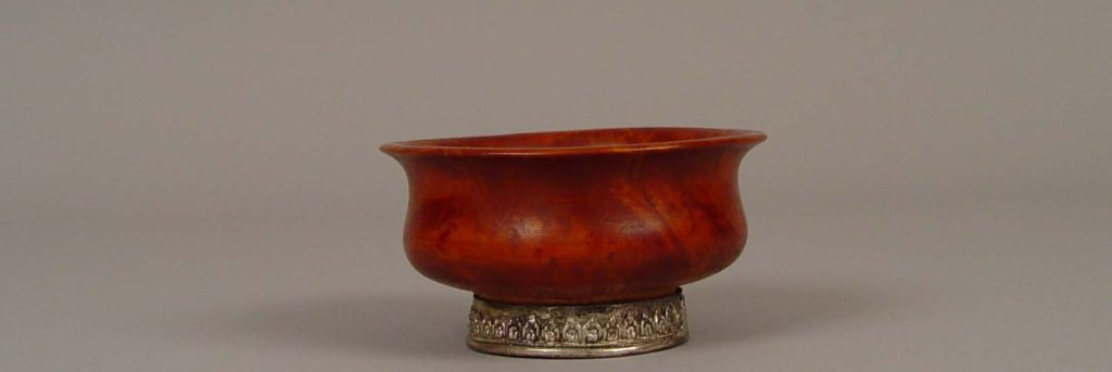 Wood Bowl with Silver Foot